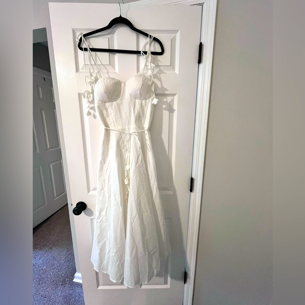 NWT Floral Trim midi dress bridal shower rehearsal dinner